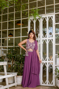 Wine Pearl Top Palazzo Fusion Set