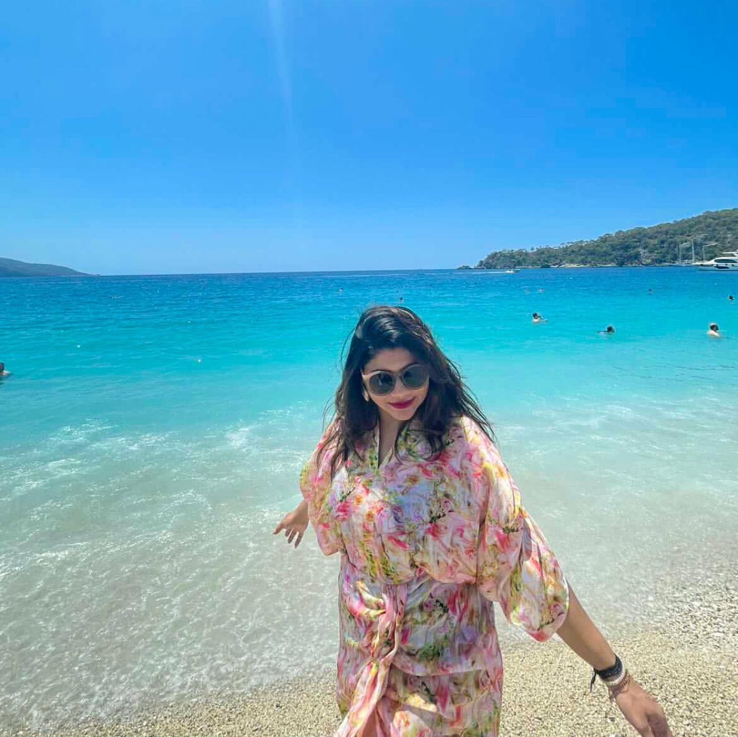 Client Love - Dixita is vacay ready in our printed kaftan drape dress