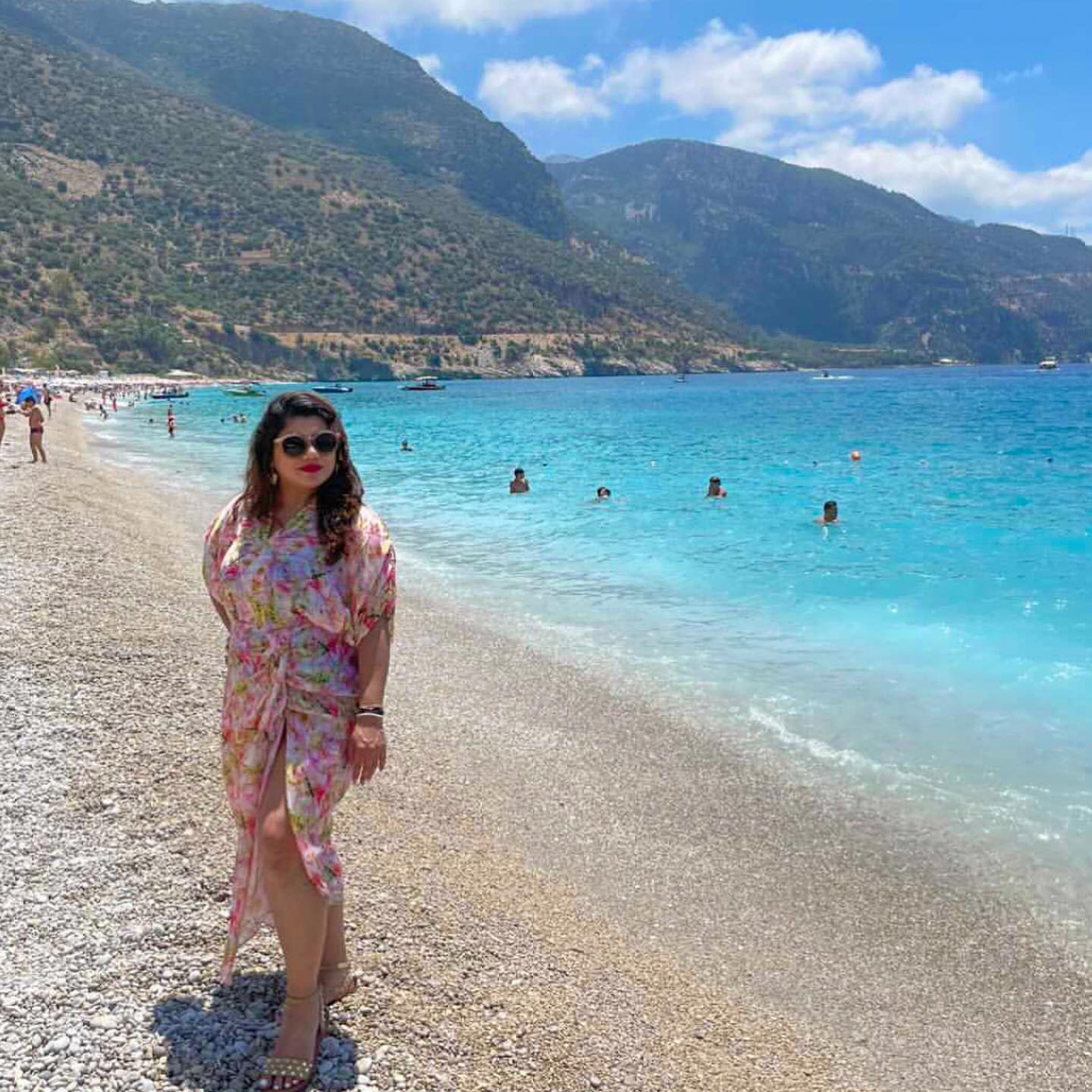 Client Love - Dixita is vacay ready in our printed kaftan drape dress