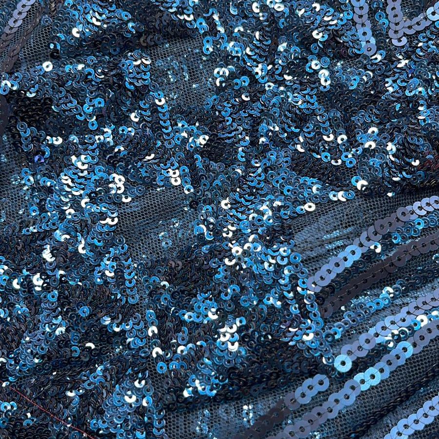 Blue Sequin Net Fabric