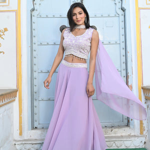 Lavender Top Palazzo Fusion Set