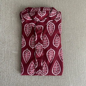 Maroon Block Print Kurta Set