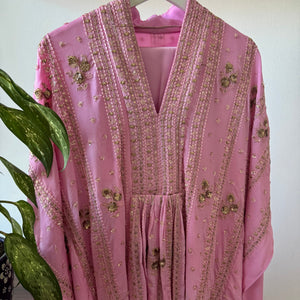 Pink Embroidered  Kurta Pant Ethnic Set