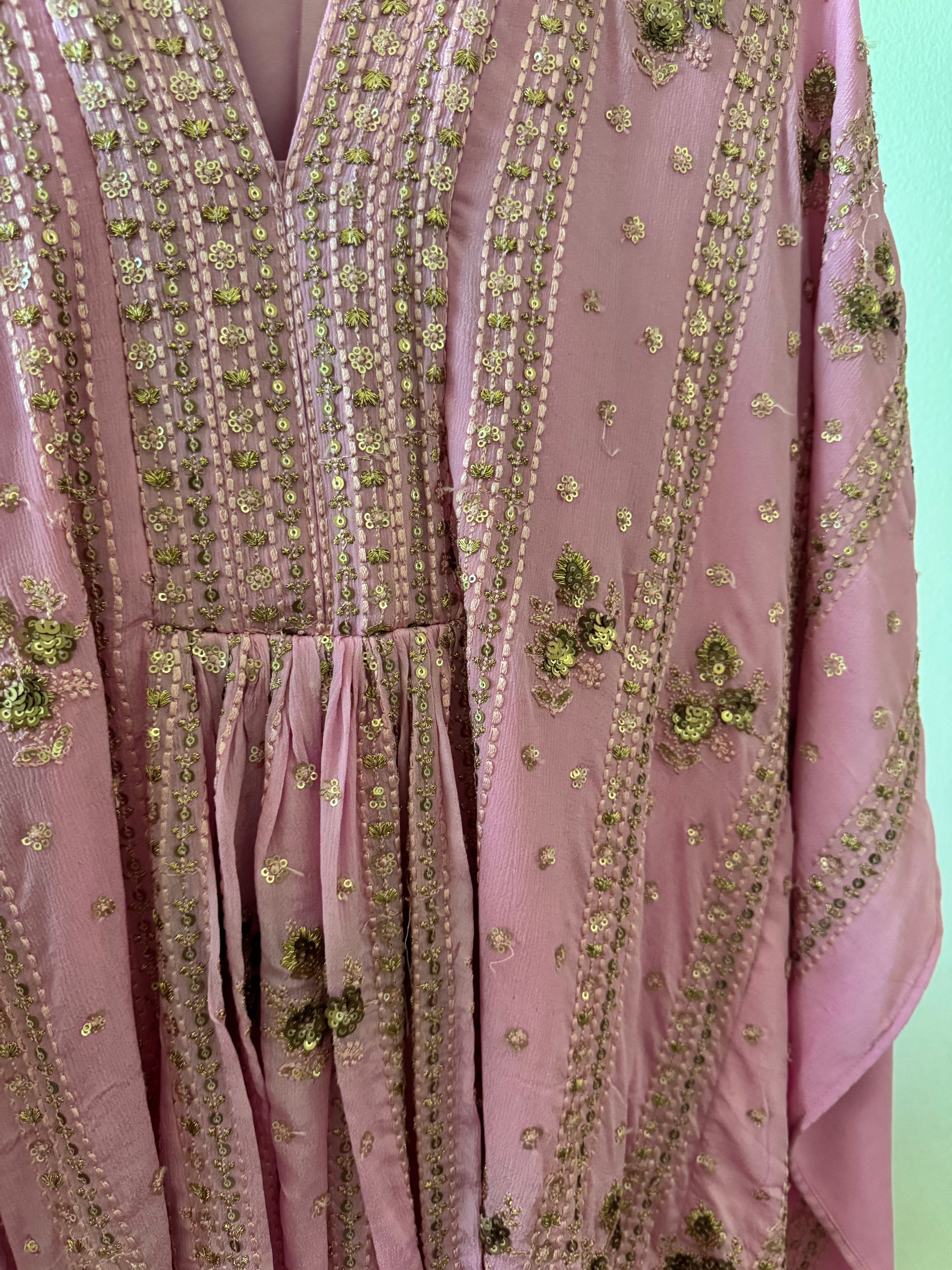 Pink Embroidered  Kurta Pant Ethnic Set